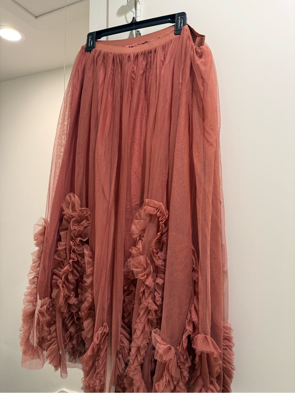 Anthropologie Layered Ruffle Tulle Maxi Skirt - Rose Clay - Picture 5 of 6